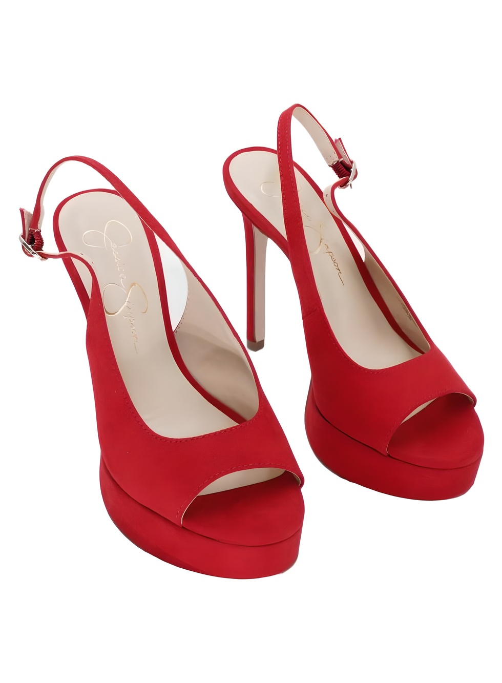 Jessica Simpson Sibilla Red Muse Microsuede Slingback Platform Heel Size 6M